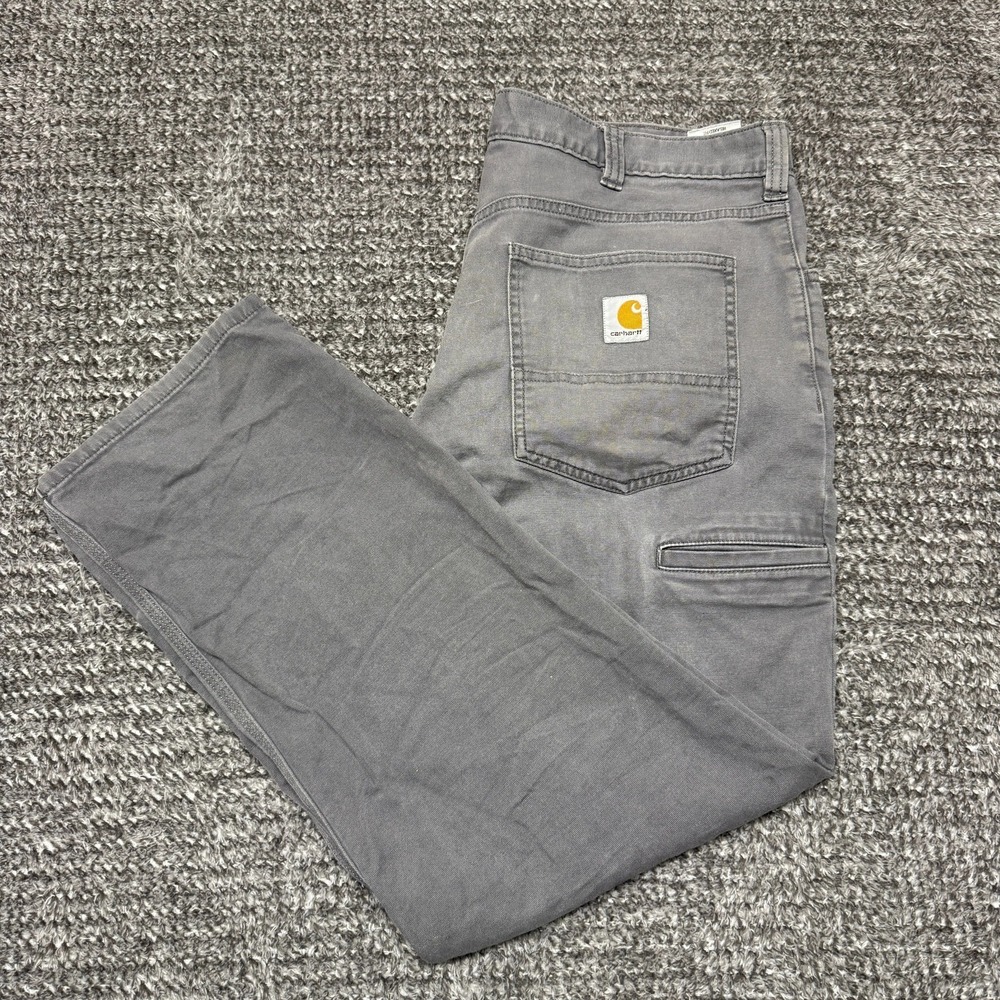 Carhartt‎ Mens Relaxed Fit Work Pants 36x30 Gray Canvas Carpenter Jeans